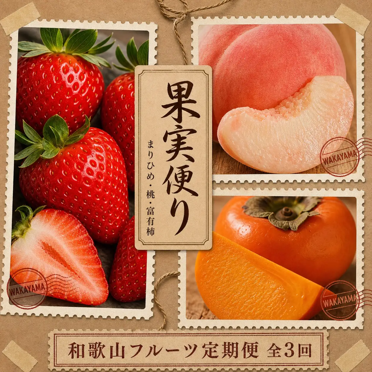 【2～3・7・11月 全3回】紀州和歌山産旬のフルーツセット（いちご・桃・富有柿）定期便 【魚鶴商店】【UT69】【Z91138-tkb373】