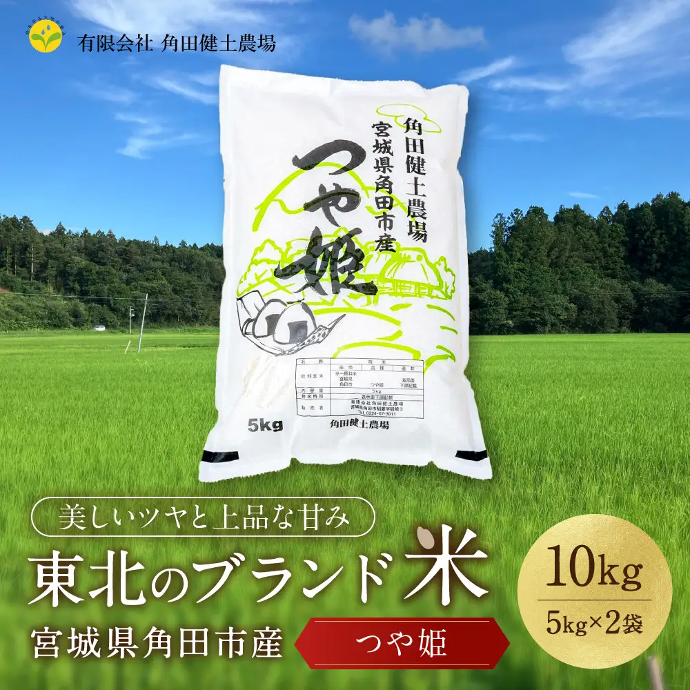 令和8年産 つや姫 10kg（5kg×2袋）｜8年産米 新米予約 つや姫 宮城県角田市産 米 コメ 白米 精米 角田健土農場