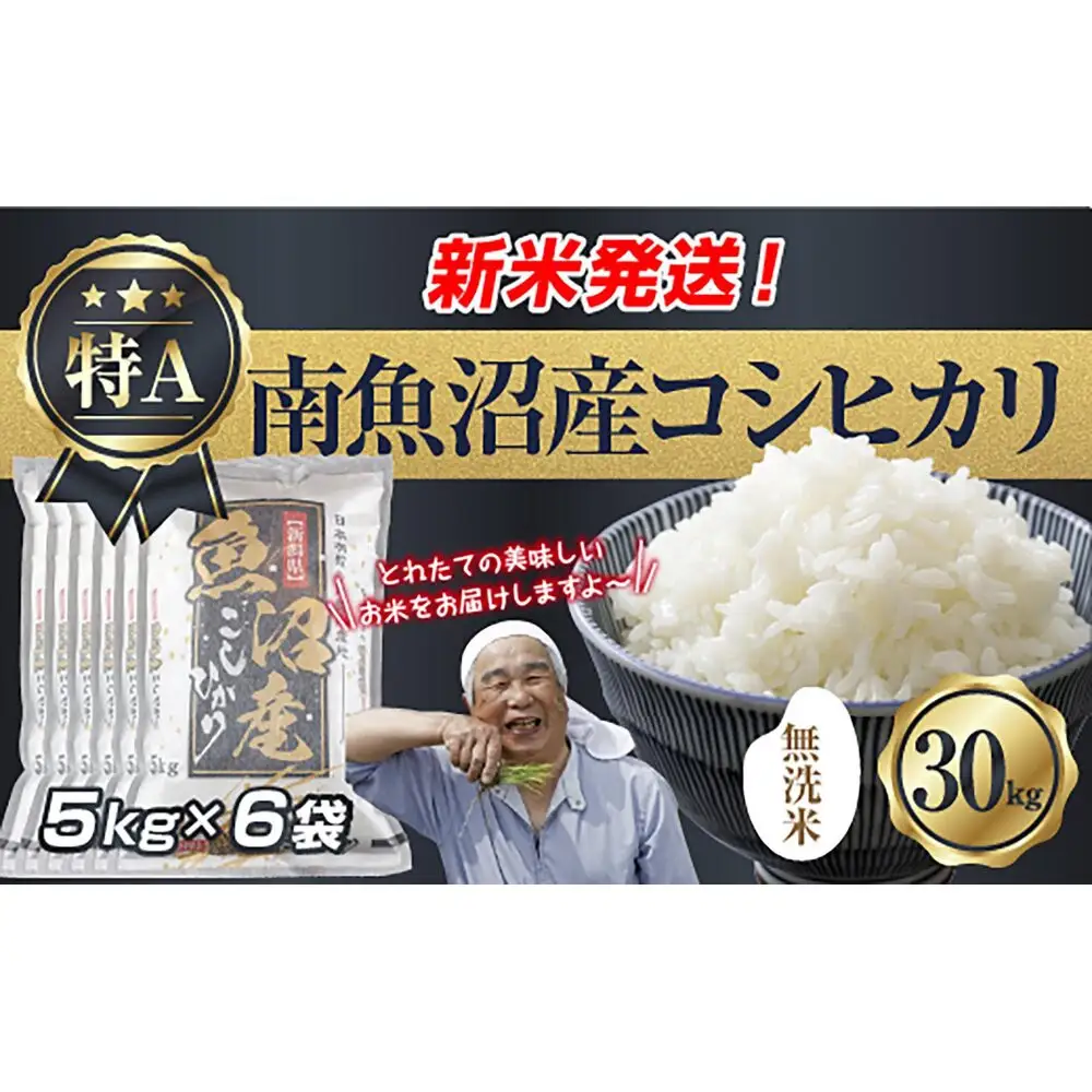 【令和8年産　新米予約】「無洗米」 新潟県 南魚沼産 コシヒカリ お米 5kg×6袋 計 30kg 精米済み（お米の美味しい炊き方ガイド付き） お米 こめ 白米 こしひかり 食品 人気 おすすめ  魚沼 南魚沼 南魚沼市 新潟県産 新潟県 精米 産直 産地直送【2026年10月中旬より1ヶ月以内に順次発送予定】