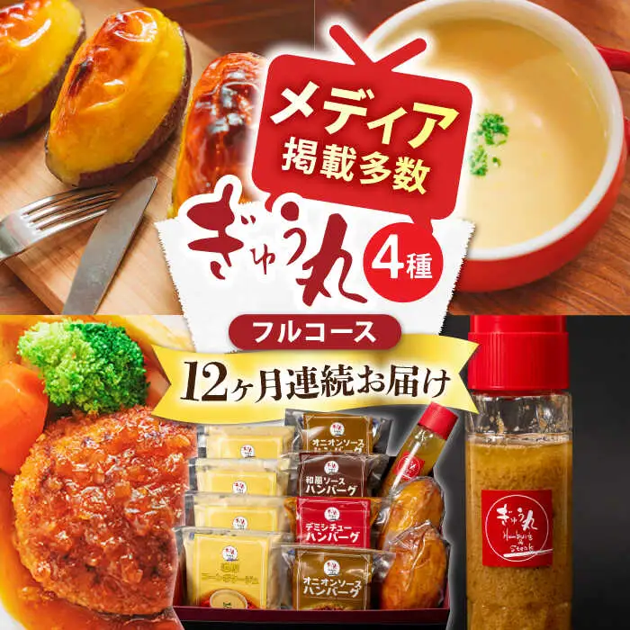 【定期便】 ハンバーグ ぎゅう丸フルコースセット NCQ118 ハンバーグ 全12回