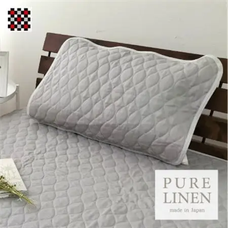 【Mサイズ 43×63cm】艶やかリネン100%枕パッド1枚 グレー LIN-4363-GY【1421149】
