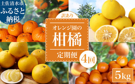 【令和８年発送】＜ 訳あり＞ オレンジ園の柑橘4種（ぽんかん・文旦・タンカン・小夏）各5kg 4回定期便【J00100】