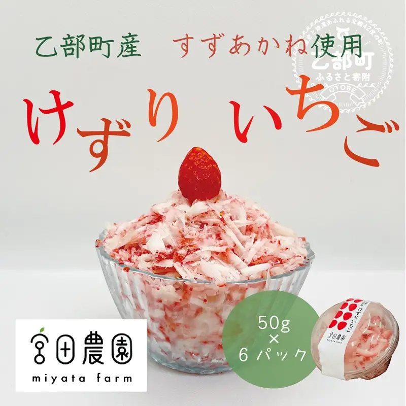 甘さスッキリ！イチゴ100％アイスにしちゃいました【けずりいちご：50g×6パック】＜ 乙部町 宮田農園 すずあかね イチゴ アイス デザート 贅沢 農家手作り 産地直送 贈答 ＞