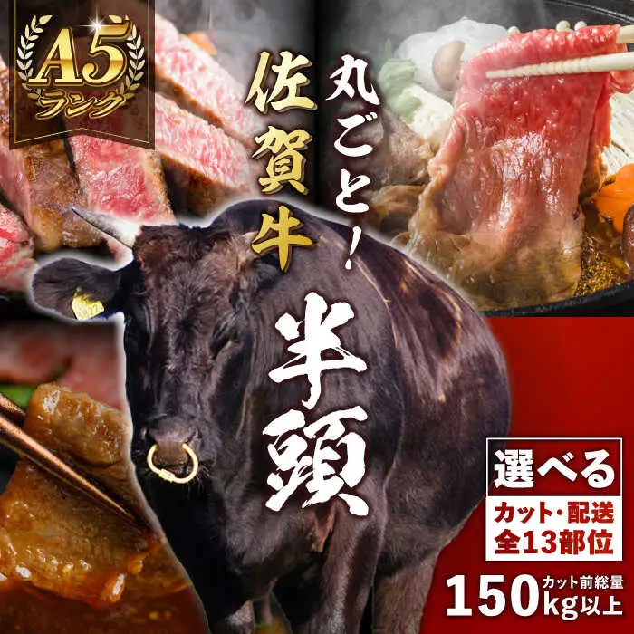 【半頭オーダーカット！】 A5 佐賀牛 半頭食べ尽くしセット 黒毛和牛 吉野ヶ里町/株式会社MEAT PLUS[FDB070]