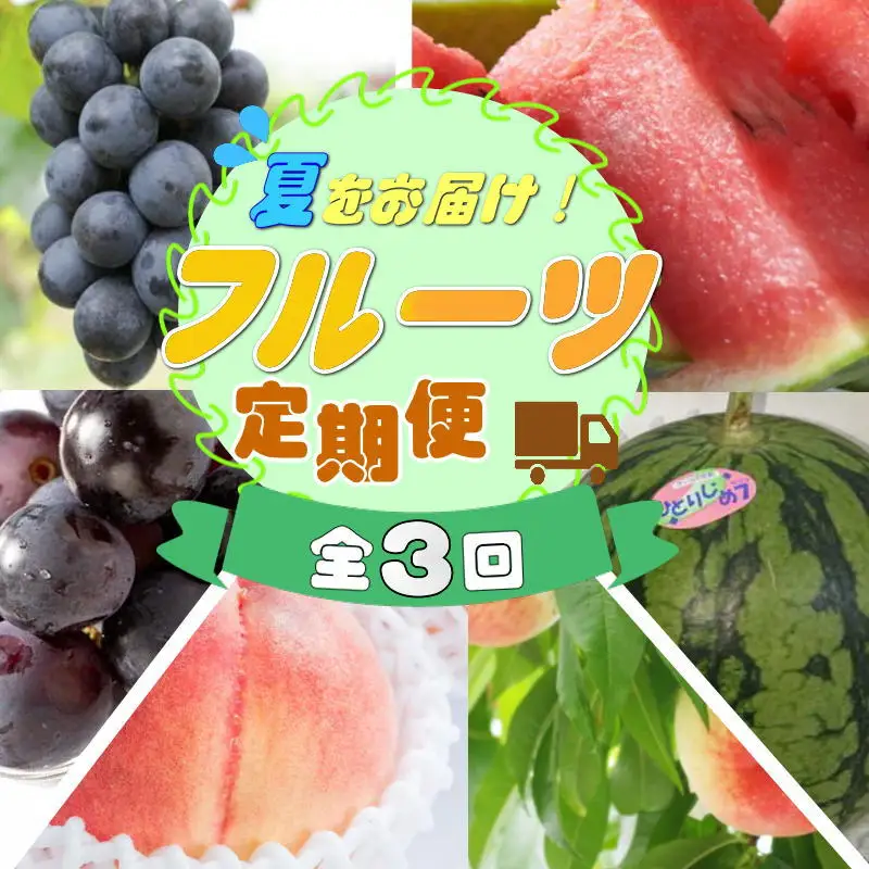 【定期便】夏をお届け！フルーツ定期便！小玉すいか・桃・ピオーネ（全3回）/ フルーツ 果物 すいか ひとりじめ7 もも モモ ぶどう ブドウ  旬 定期便  【tkb345】