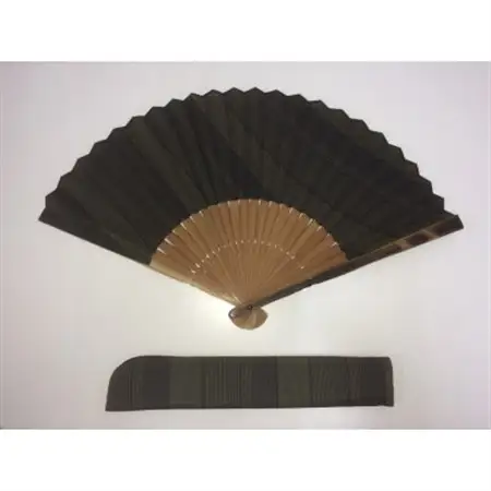 牛首紬　扇子セット(焼縁・やたら縞)_装飾品・工芸品  服飾小物 _【1492874】