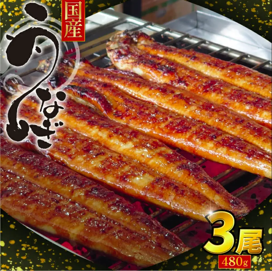 特上うなぎ 蒲焼 国産 3尾 約480g うなぎ