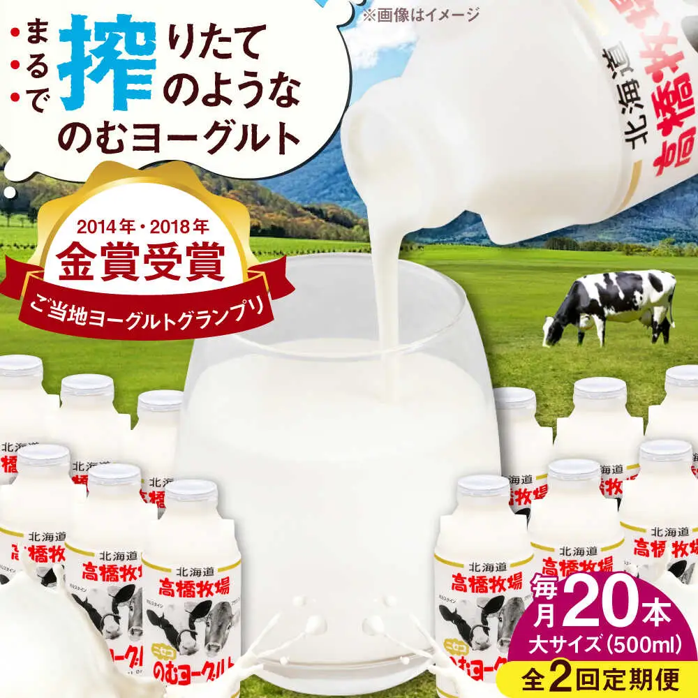 【全2回定期便】ミルク工房 飲むヨーグルト  大サイズ 20本 ヨーグルト [AJAI051]