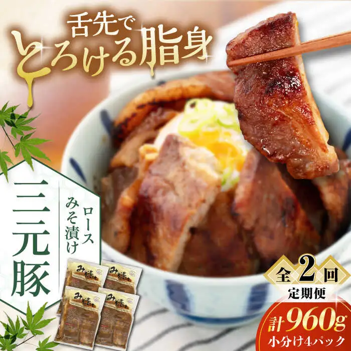 【全2回定期便】平田牧場 ロース みそ漬け 12枚 (3枚×4P)  豚肉 ロース 小分け [AJAP058]