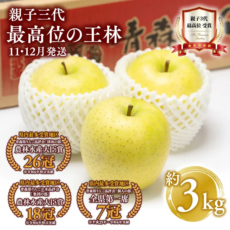 りんご 王林 約3kg  [hi-0003-027]