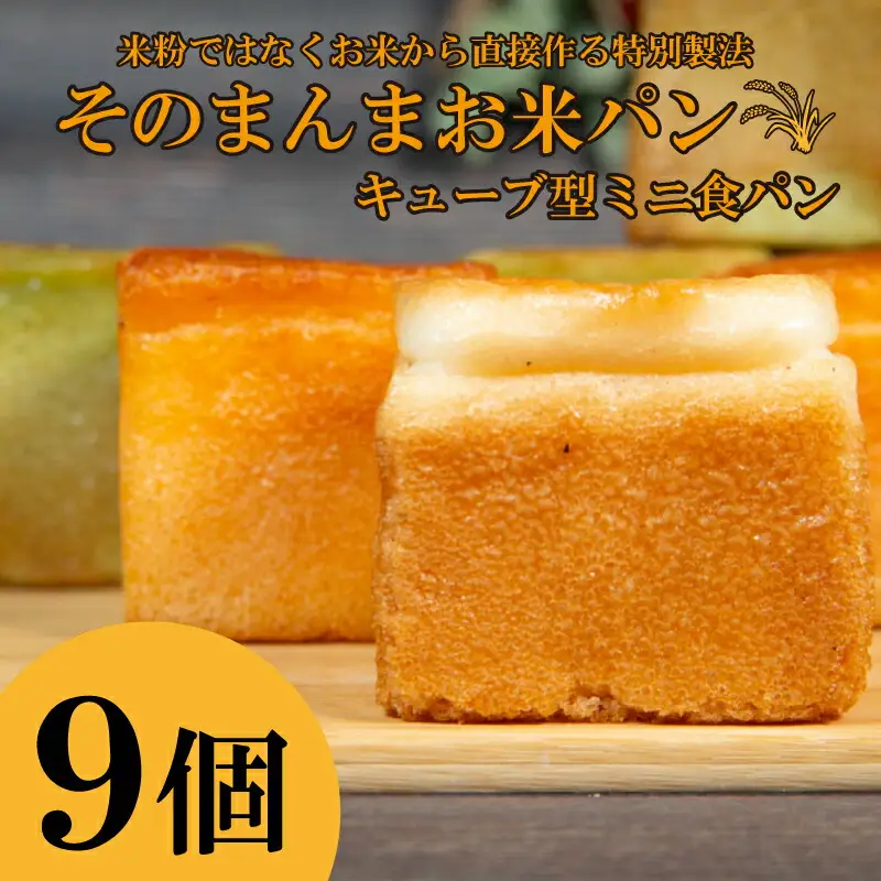 パン 食パン そのまんまお米ぱん キューブ型 9個 セット 小麦 乳製品 卵 グルテン 不使用 プレーン ほうれん草 コシヒカリ タンパク質 低カロリー 健康志向 手作り 天然酵母 カフェ 阿波市 徳島県
