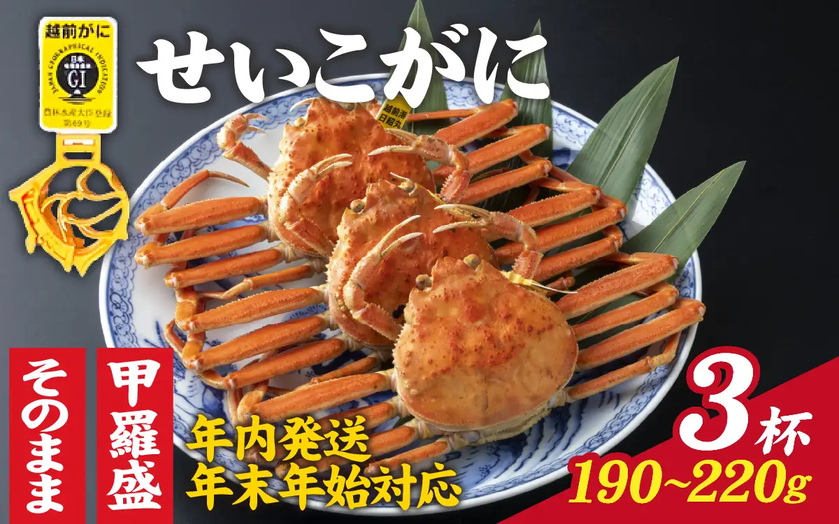【先行予約】選べる！美味しさ直送【成前特選】せいこがに（190g～220g）×3杯【年内発送・年末年始対応】[J-028011]/ せいこがに