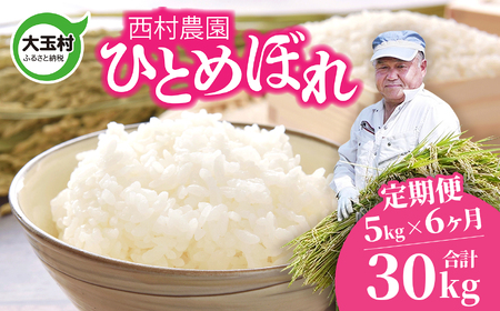米 定期便 ひとめぼれ 30kg ( 5kg × 6ヶ月 ) 《 令和8年 》 福島県 大玉村 西村農園 ヒトメボレ 精米 定期 6回 コメ