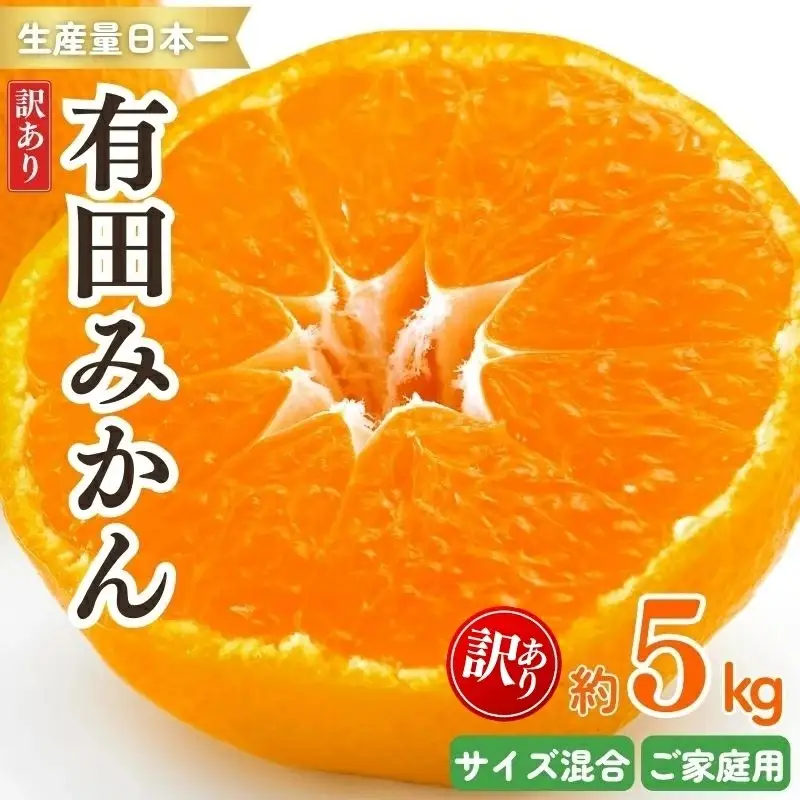 紀州有田みかん 訳あり 約5kg キズ ご家庭用 サイズ混合　※2026年11月下旬より順次発送予定　※北海道・沖縄・離島配送不可【sml130A】