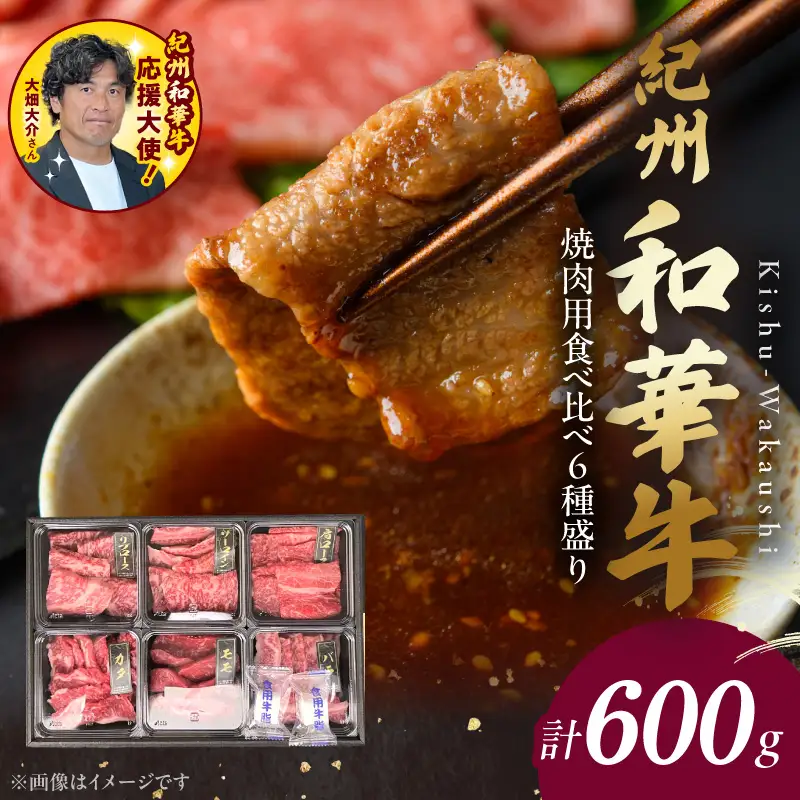 紀州和華牛　焼肉用　食べ比べ　6種盛り　600g_BN6128