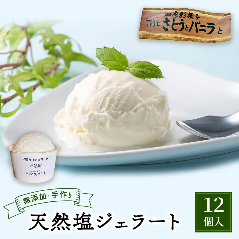 【手作り・無添加】天然塩ジェラート 100ml×12個入 カップ入り 天然塩 ジェラート 無添加 
