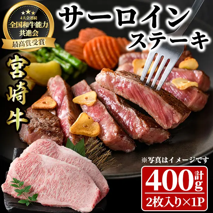 宮崎牛 サーロインステーキ(計400g・2枚) 希少部位 BBQ 牛肉 肉 ブランド牛  冷凍 国産 精肉 お取り寄せ 黒毛和牛 宮崎県 【LJ015】【ローカルブランディング株式会社】