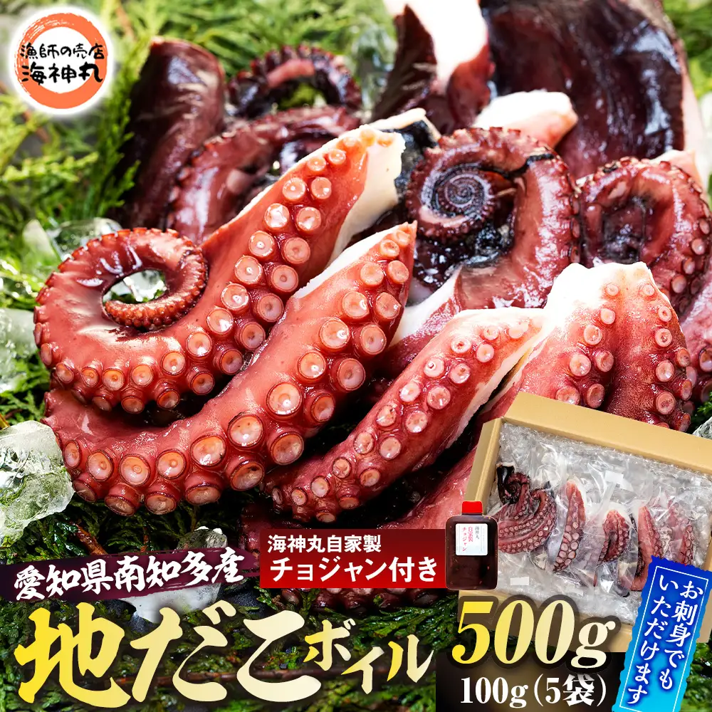 地だこボイル ５パック (100g×5) 冷凍 たこ タコ 蛸 海鮮 海産物 アヒージョ おつまみ 自家製チョジャン付き 愛知県 南知多町