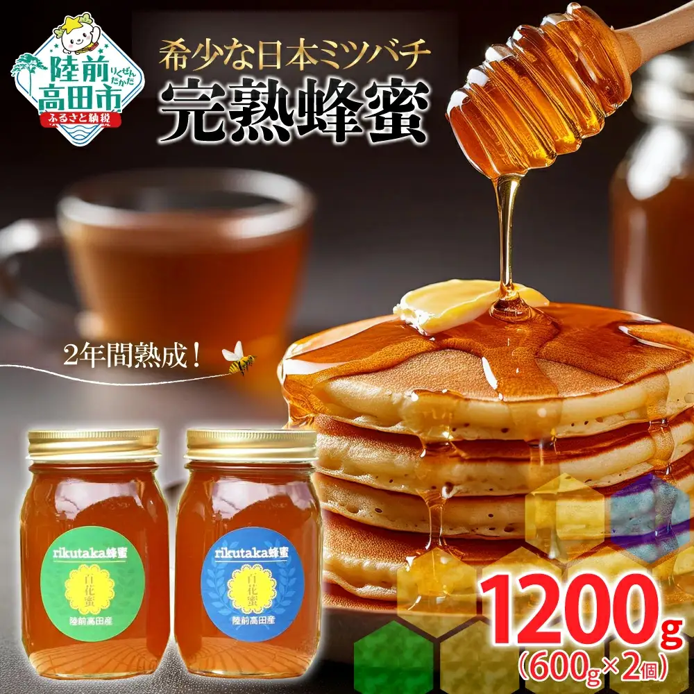 2年間熟成 希少な日本ミツバチ完熟蜂蜜 600g×2個 はちみつ 蜂蜜
