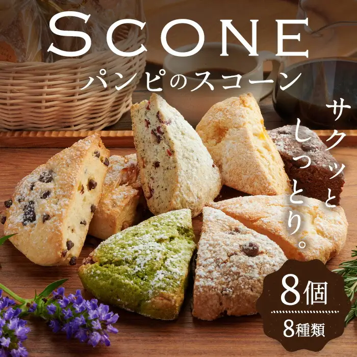 パンピのスコーン 8個(8種) 個包装 詰め合わせ 焼菓子 スイーツ サクッと しっとり 小分け おやつ 軽食 食べ比べ【ひだまりのパンピ】ta380