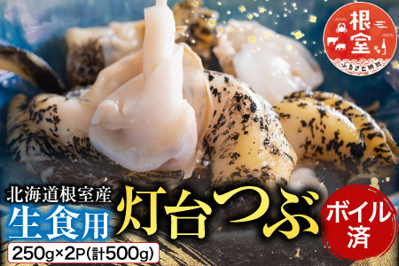 【北海道根室産】生食用灯台つぶ(ボイル済)250g×2P(計500g) G-11040