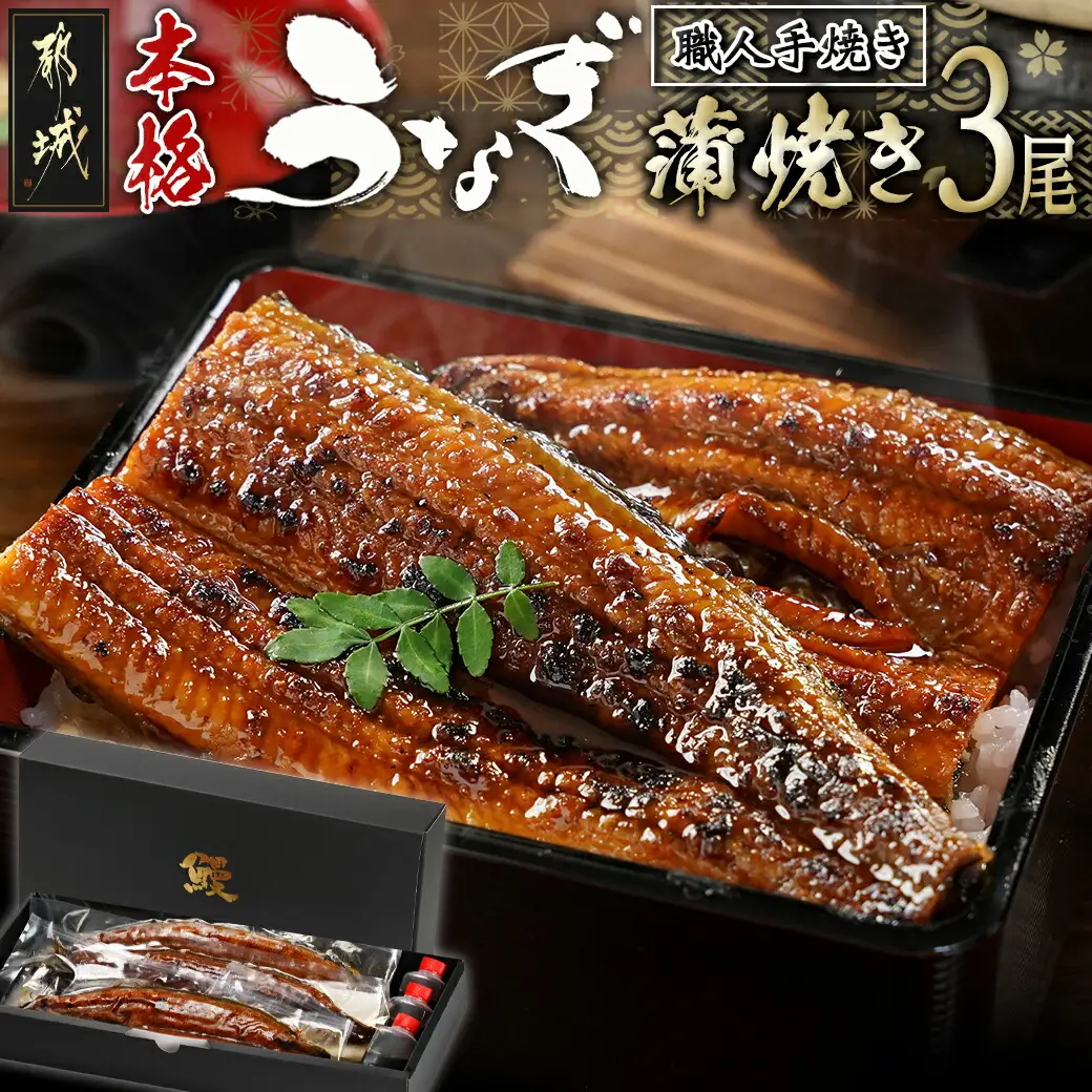 職人手焼きの本格うなぎ蒲焼き3尾〔AC-33-003-3〕_(都城市) 鰻蒲焼 3尾 (総重量450g以上) タレ付き (30ml×3個) 国産うなぎの蒲焼き 特製たれ付き 冷凍 ウナギ かば焼き うなぎ