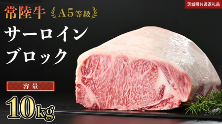 【 常陸牛 】 A5等級 サーロイン ブロック 選べる容量 10kg (茨城県共通返礼品)
