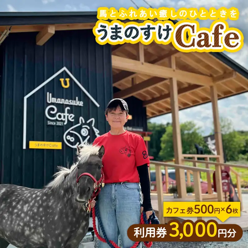 うまのすけCafe 利用券 3,000円分(カフェ券500円×6枚) FY24-188