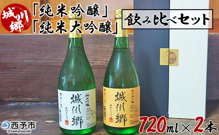 ＜日本酒 城川郷「純米吟醸」「純米大吟醸」飲み比べセット 720ml×2本＞ お酒 さけ ギフト 贈り物 贈答用 お祝い 御祝い 内祝い 家飲み 宅飲み お酒セット 乾杯 特産品 中城本家酒造 愛媛県 西予市【常温】『1か月以内に順次出荷予定』SNH0002