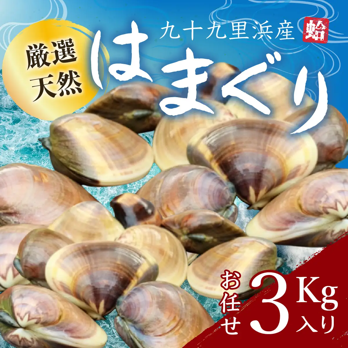九十九里浜産活天然はまぐりサイズお任せ3kg入り SMBB002