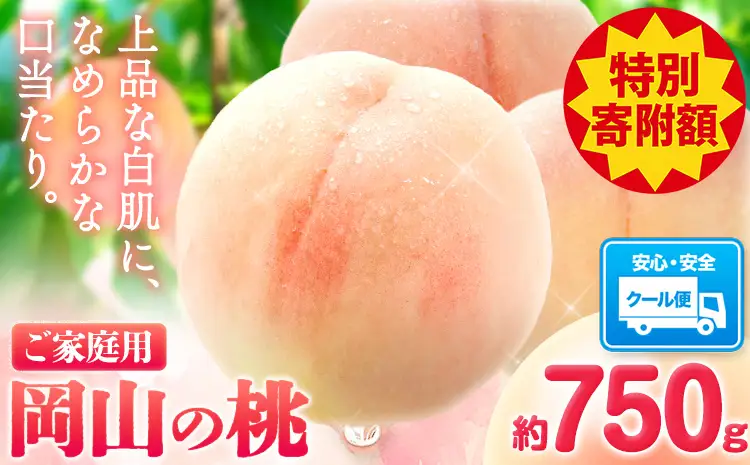 岡山の桃 約750g 　白桃