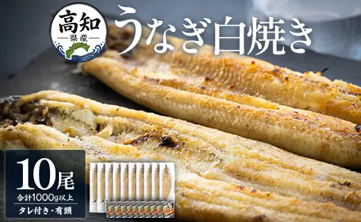 高知県産うなぎ 白焼き 1kｇ 10尾 白焼き yw-0082