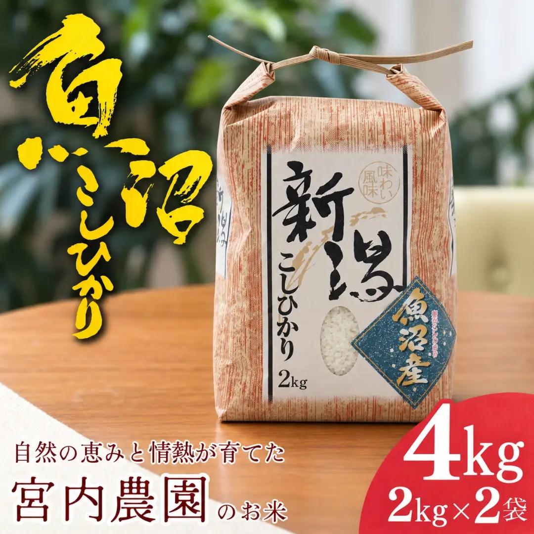 魚沼産コシヒカリ 2kg2袋 宮内農園 | 新潟県 魚沼 米