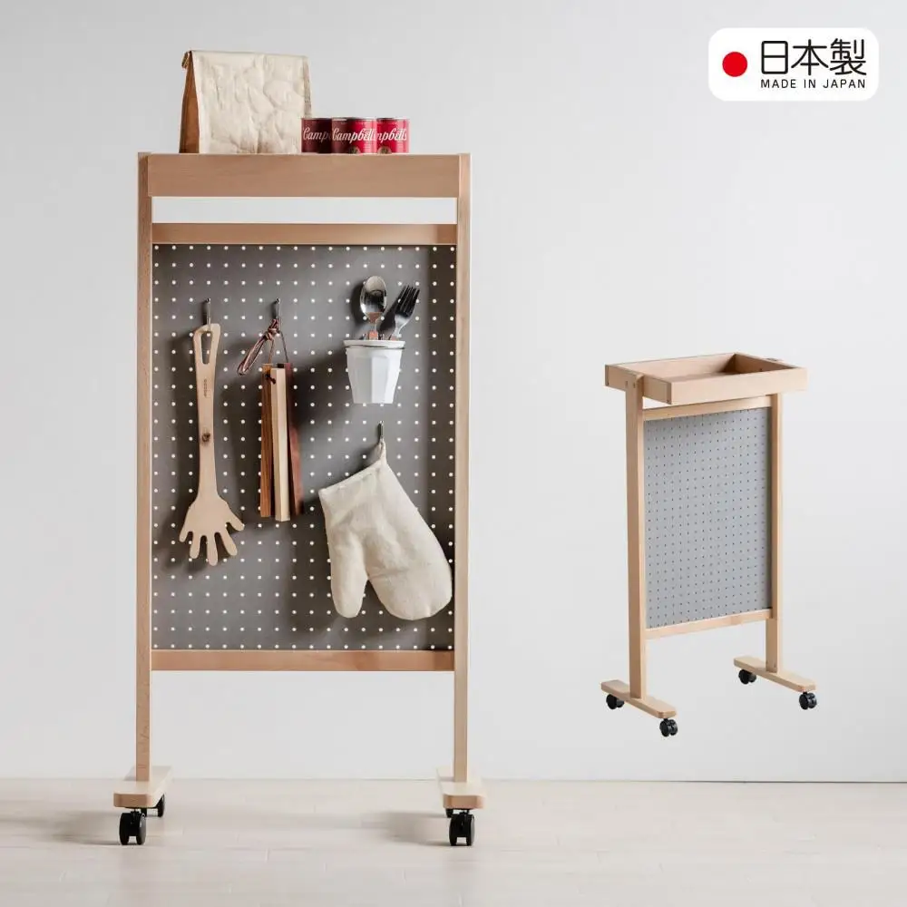 天然木の飾れる収納ワゴン「ペグボードワゴン」 