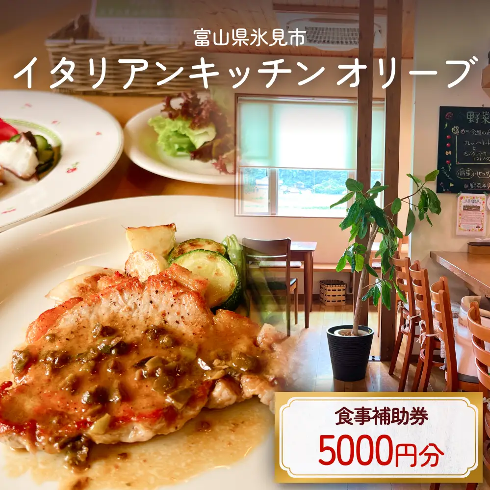 イタリアンキッチン オリーブ お食事補助券 5,000円分 富山県 氷見市 観光 旅行 ランチ 補助券 チケット クーポン