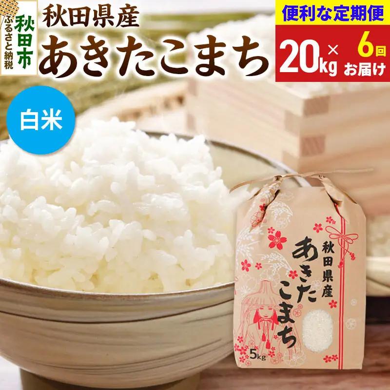 《令和8年産》《定期便6ヶ月》 あきたこまち 20kg(5kg×4袋) 【白米】秋田県産 こまちライン