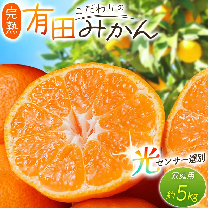 【2026年11月発送】＼光センサー選別／農家直送 【家庭用】こだわりの有田みかん　約5kg＋150g(傷み補償分) みかん ミカン 有田みかん 温州みかん 柑橘 有田 和歌山 ※北海道・沖縄・離島配送不可/みかん ミカン 有田みかん 温州みかん 柑橘 有田 和歌山 産地直送【nuk160-11C】