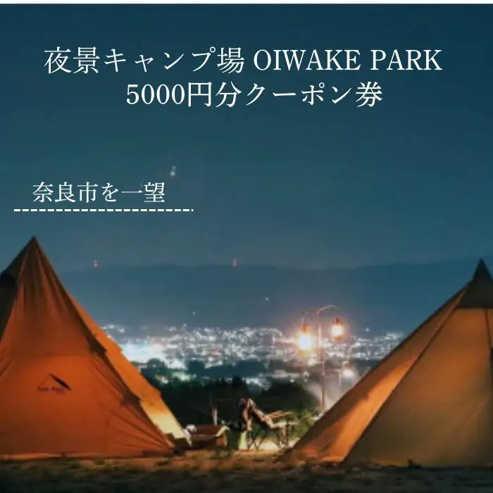 奈良 キャンプ場 クーポン券 5000円分 OIWAKEPARKキャンプ場 20-012
