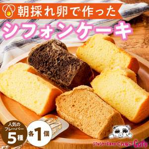 くんねこ シフォンケーキ（人気の5種類）　5個入 シフォンケーキ クリーム プレーン チョコ 抹茶 レモン はちみつ [115N10]