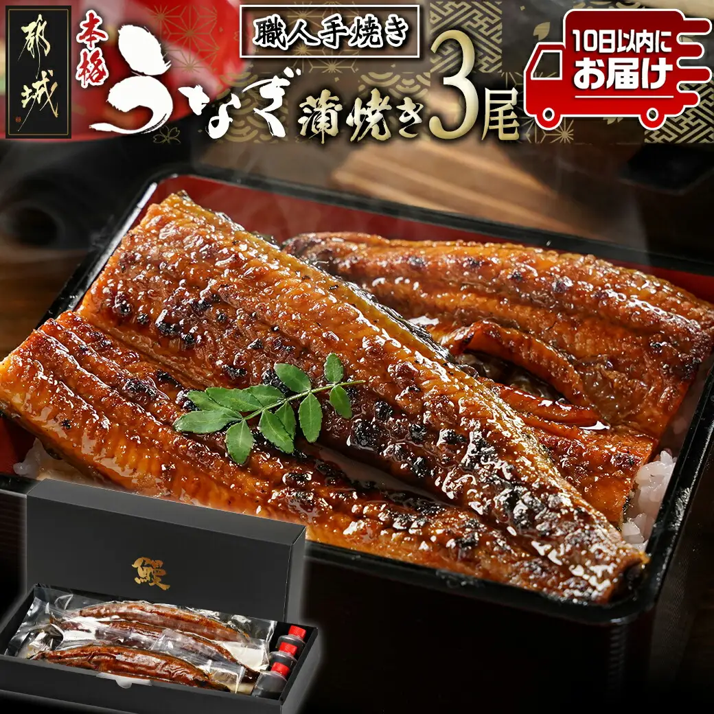 職人手焼きの本格うなぎ蒲焼き3尾≪みやこんじょ特急便≫〔AC-33-003-3-Q〕_(都城市) 鰻蒲焼 3尾 (総重量450g以上) タレ付き (30ml×3個) 国産うなぎの蒲焼き 特製たれ付き 冷凍 ウナギ かば焼き うなぎ