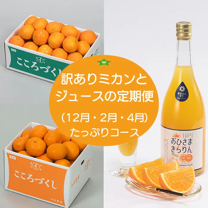 [定期便] 訳ありミカンとジュース (12月・2月・4月)【たっぷりコース】【今村農園】 3回 頒布会 ＜107-802＞