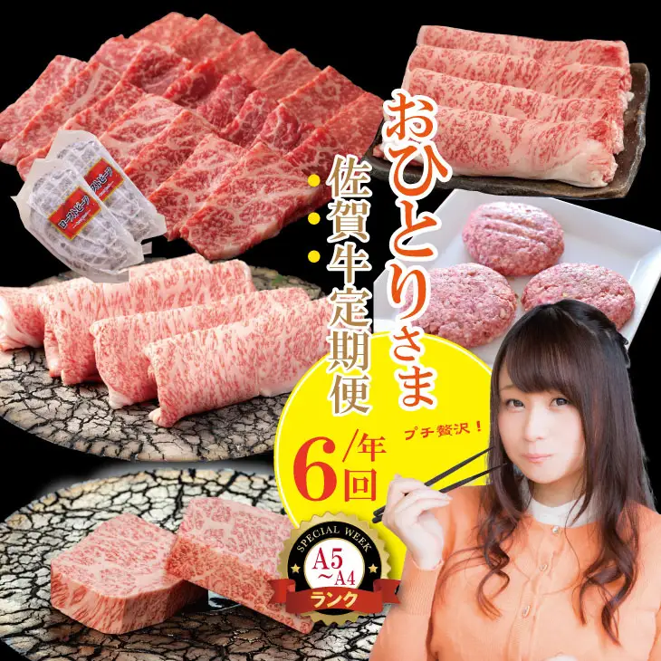 【定期便】佐賀牛 (年6回/奇数月お届け) やまとフーズ 単身・おひとり様用 Q096-004