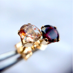 ピアス Queen of Hearts サンストーン × ガーネット K14 g ピアス