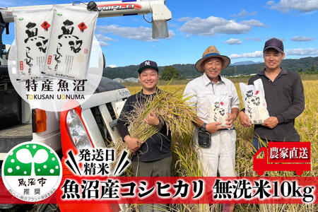 【令和8年産　新米先行受付】農家直送！ 魚沼産 コシヒカリ 無洗米 10kg ( 5kg × 2個 )（ 米 魚沼産コシヒカリ こしひかり お米 こめ コメ 魚沼産コシヒカリ 魚沼 新潟 おこめ 白米 ）