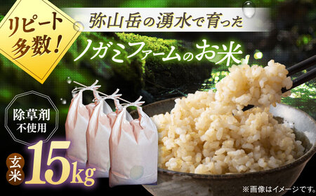 【 令和6年産】弥山岳の岩清水で育ったノガミファームの お米 玄米 15kg ( 5kg ×3袋） 桂川町/NOGAMI FARM [ADAU011] 玄米 米 コメ お米 15kg 農家 直送 