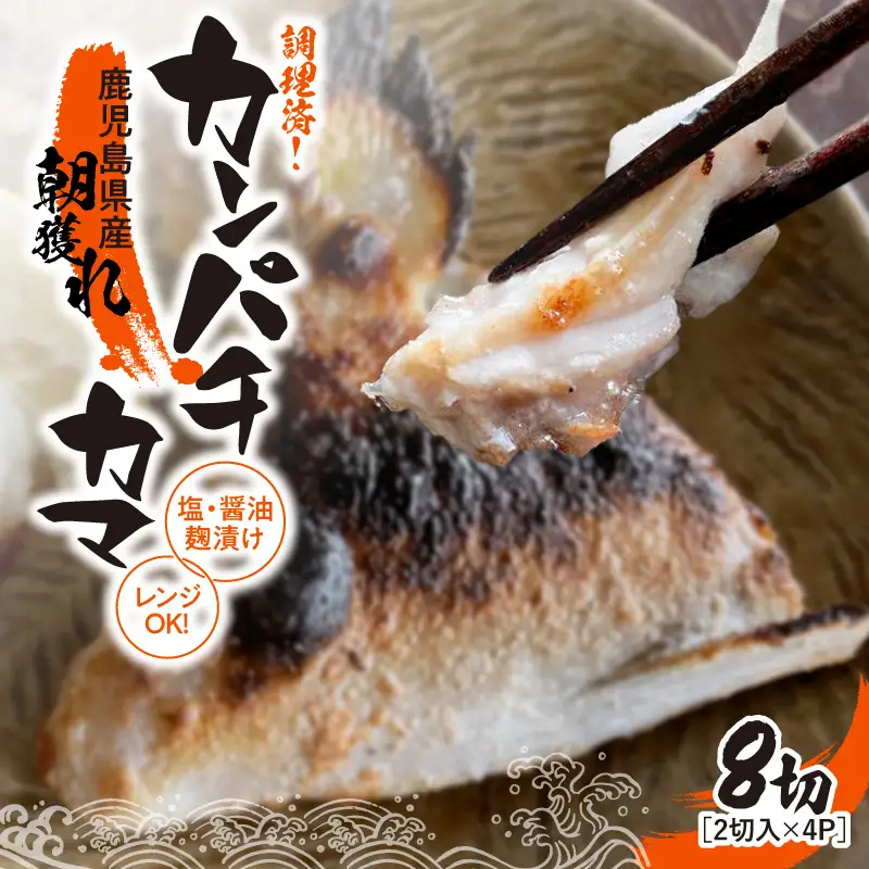 1276 調理済み！ カンパチ カマ 塩 ・ 醤油麹（ こうじ ）漬け 8切（ 焼タイプ ） KN037-002-01 魚