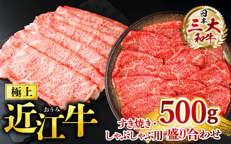 B-F07 極上近江牛　すき焼き・しゃぶしゃぶ用盛り合わせ【500ｇ】黒毛和牛 切り落し 和牛 国産 近江牛 ブランド牛 三大和牛 牛肉 冷凍 贈り物 ギフト プレゼント 黒毛和牛 株式会社びわこフード(近江牛専門店 万葉) 東近江