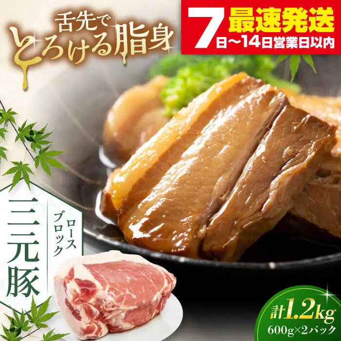 平田牧場 ロース ブロック 1.2kg (600g×2P)  角煮 豚肉 加工品  [AJAP071]