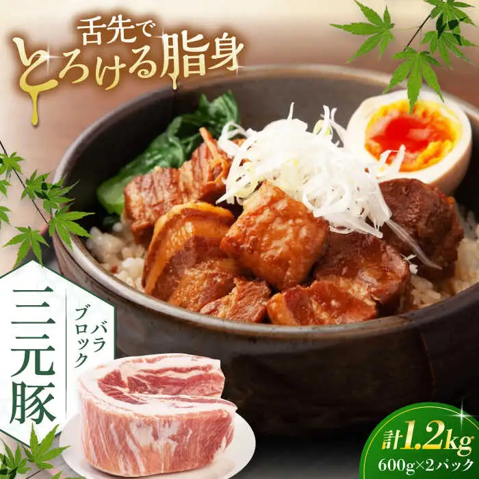 平田牧場 バラ ブロック1.2kg (600g×2P)  バラ 豚肉 国産 北海道 [AJAP073]