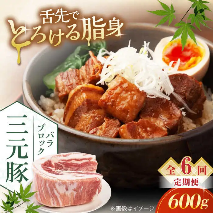 【全6回定期便】平田牧場 バラ ブロック 600g 豚肉 煮豚 [AJAP104]